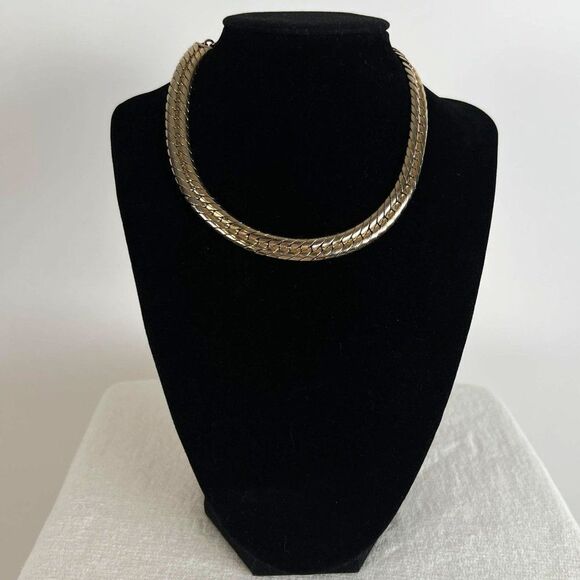 Vintage Y2K Gold Chunky Snake Rope Chain Choker Necklace - Minimal Jewelry - Picture 2 of 7